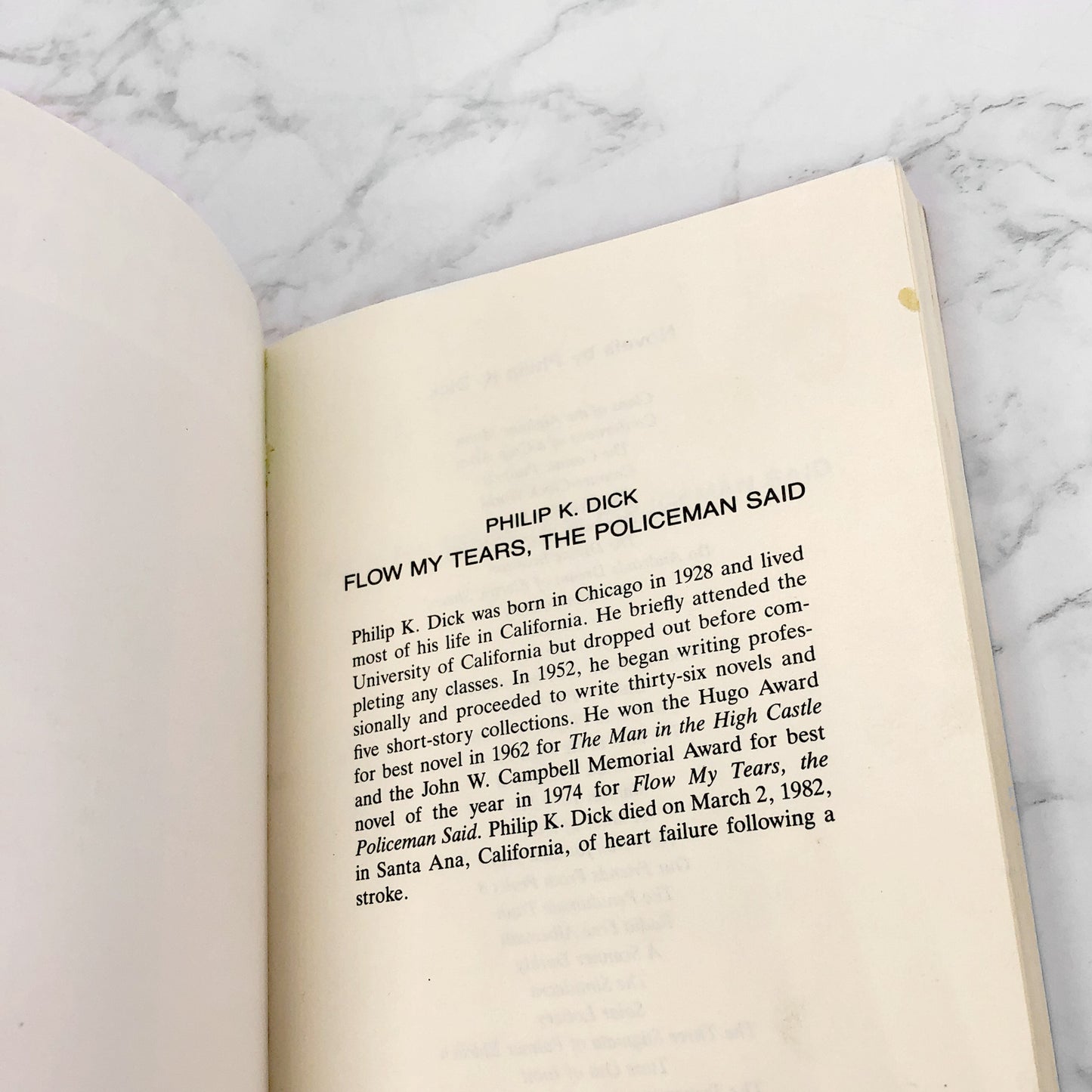 Flow My Tears, the Policeman Said by Philip K. Dick [TRADE PAPERBACK] 1993