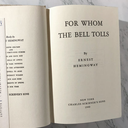 For Whom the Bell Tolls by Ernest Hemingway [FIRST EDITION FACSIMILE 1968] - Bookshop Apocalypse