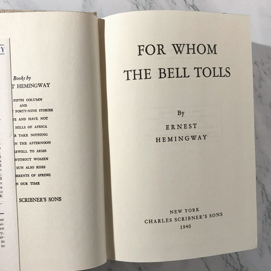 For Whom the Bell Tolls by Ernest Hemingway [FIRST EDITION FACSIMILE 1968] - Bookshop Apocalypse