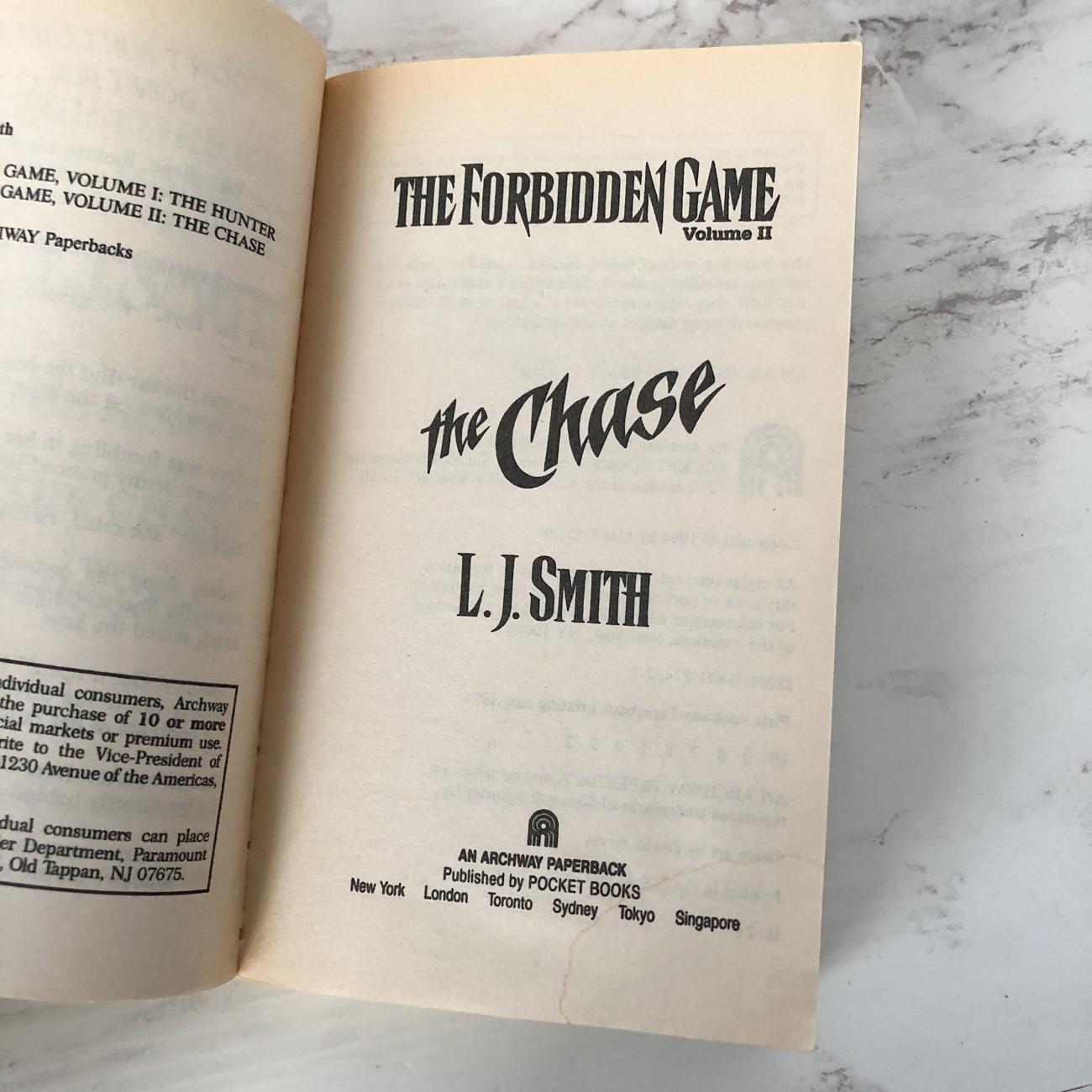 The Forbidden Game Vol II: The Chase by L.J. Smith [FIRST EDITION] - Bookshop Apocalypse