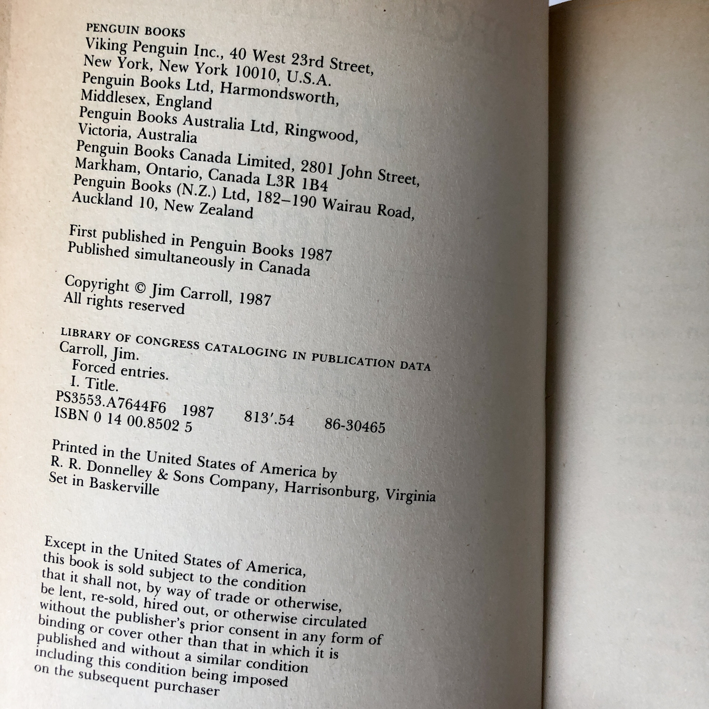 Forced Entries: The Downtown Diaries 1971-1973 by Jim Carroll [1987 TRADE PAPERBACK] - Bookshop Apocalypse