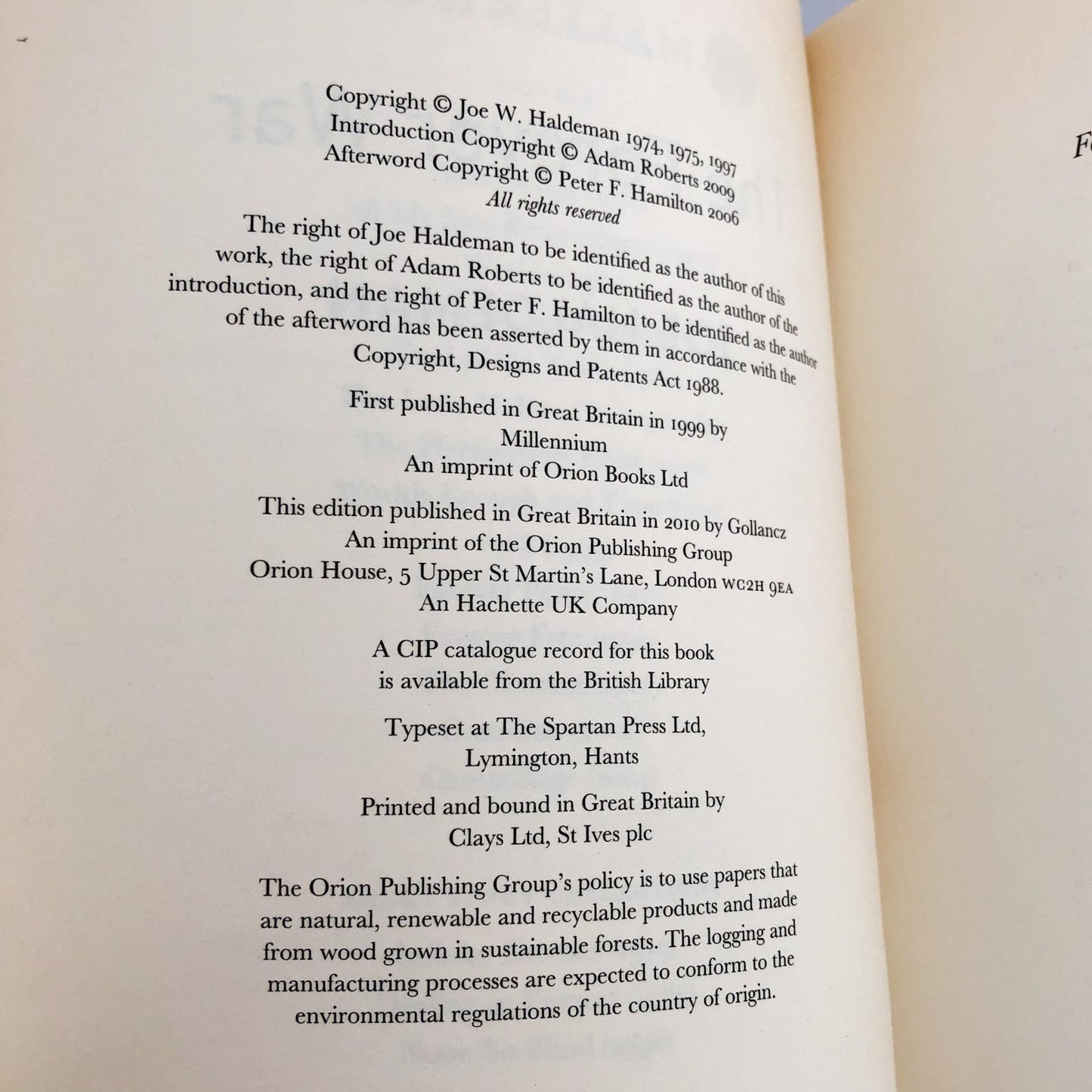 The Forever War by Joe Haldeman [U.K. TRADE PAPERBACK / 2010]