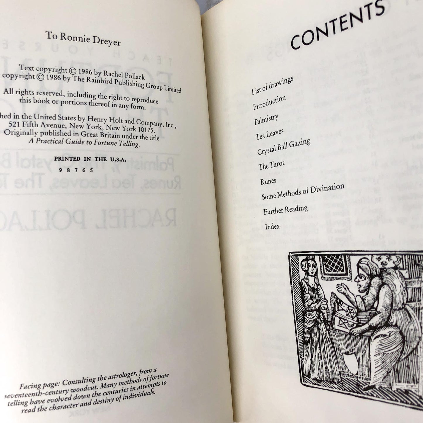 Teach Yourself Fortune Telling: Palmistry, the Crystal Ball, Runes, Tea Leaves & Tarot by Rachel Pollack [FIRST EDITION] 1986