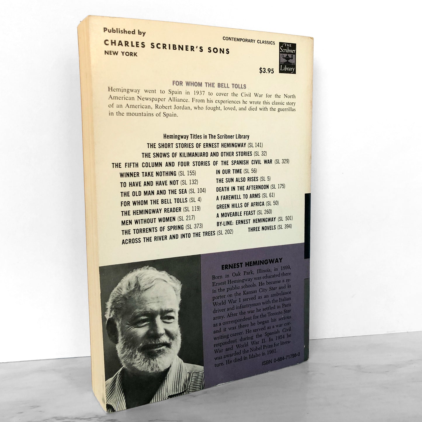For Whom the Bell Tolls by Ernest Hemingway [TRADE PAPERBACK] 1968 • Scribner
