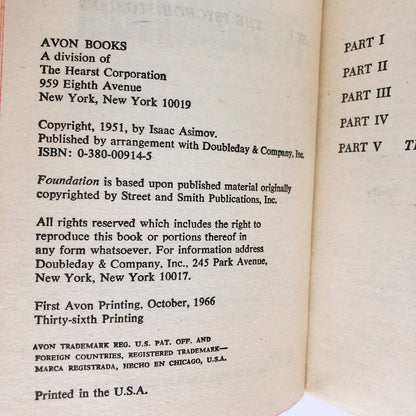 Foundation by Isaac Asimov [1966 PAPERBACK]