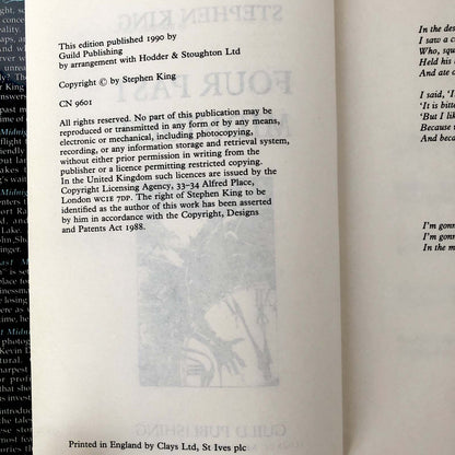 Four Past Midnight by Stephen King [U.K. FIRST BOOK CLUB EDITION] 1990