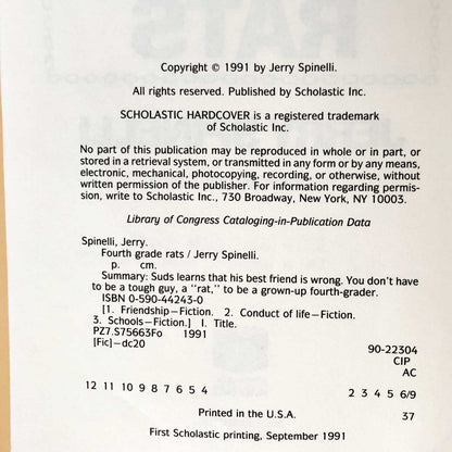 Fourth Grade Rats by Jerry Spinelli [FIRST EDITION] 1991