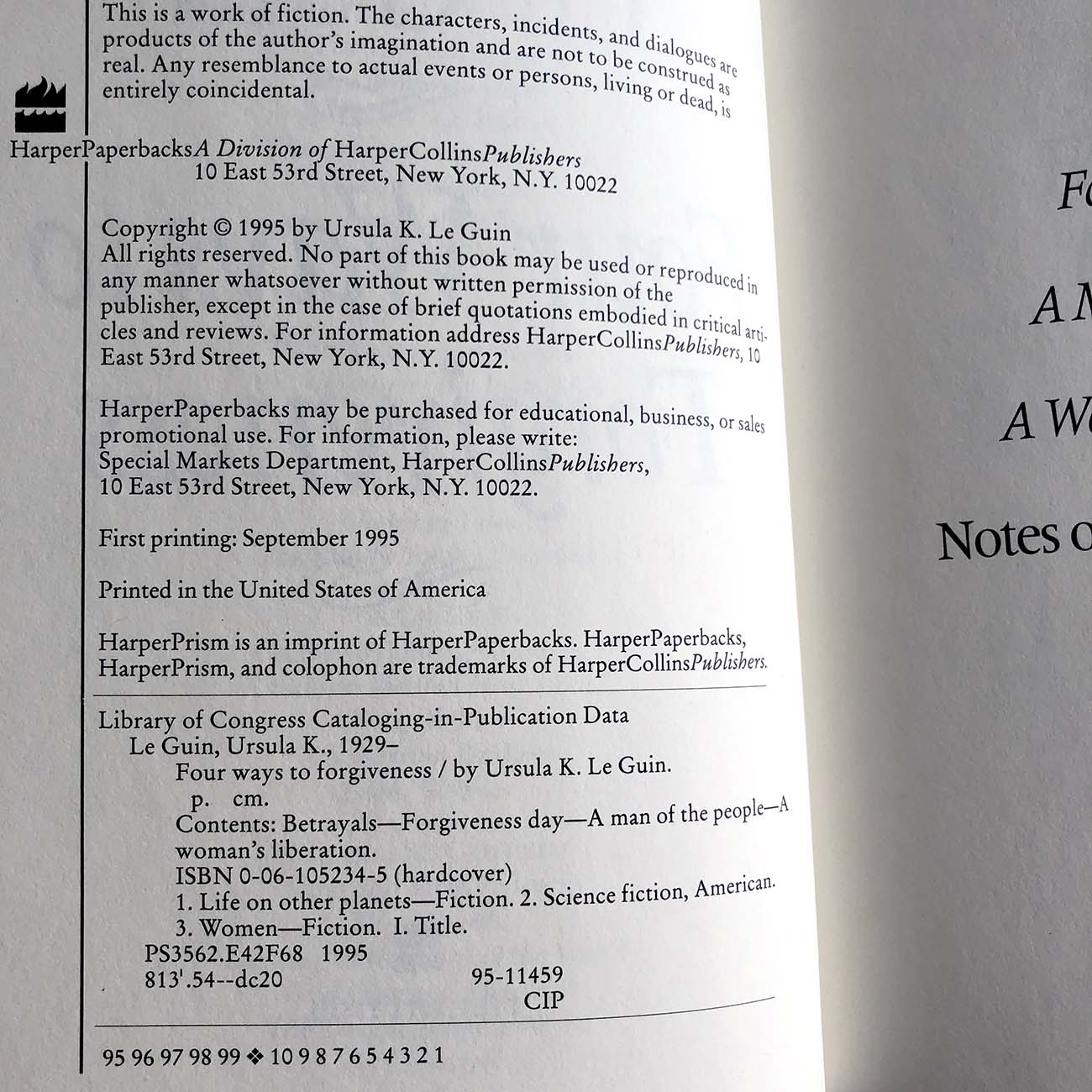 Four Ways to Forgiveness by Ursula K. Le Guin [FIRST EDITION / FIRST PRINTING]