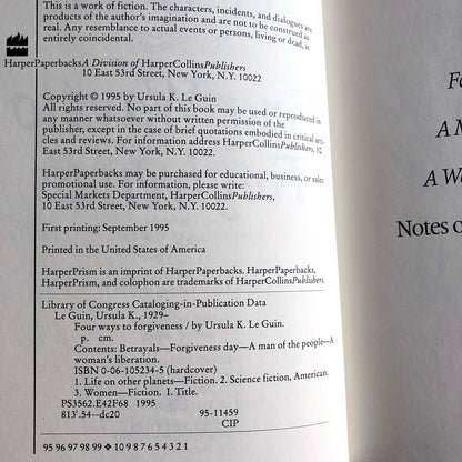 Four Ways to Forgiveness by Ursula K. Le Guin [FIRST EDITION / FIRST PRINTING]