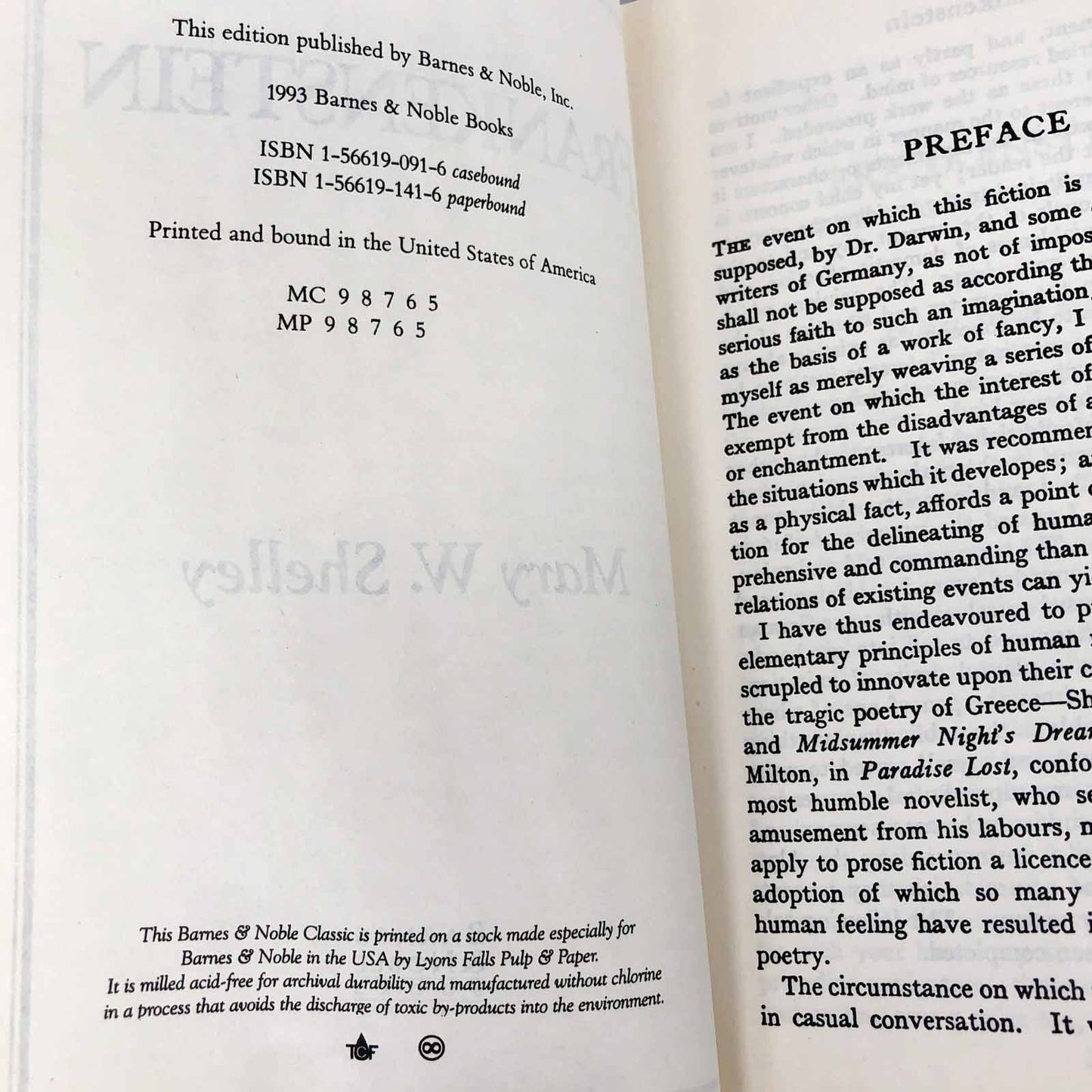 Frankenstein by Mary W. Shelley [1993 HARDCOVER] • B&N