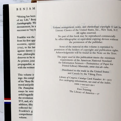 Benjamin Franklin: Writings [COLLECTOR'S EDITION OMNIBUS] 1987 • Library of America