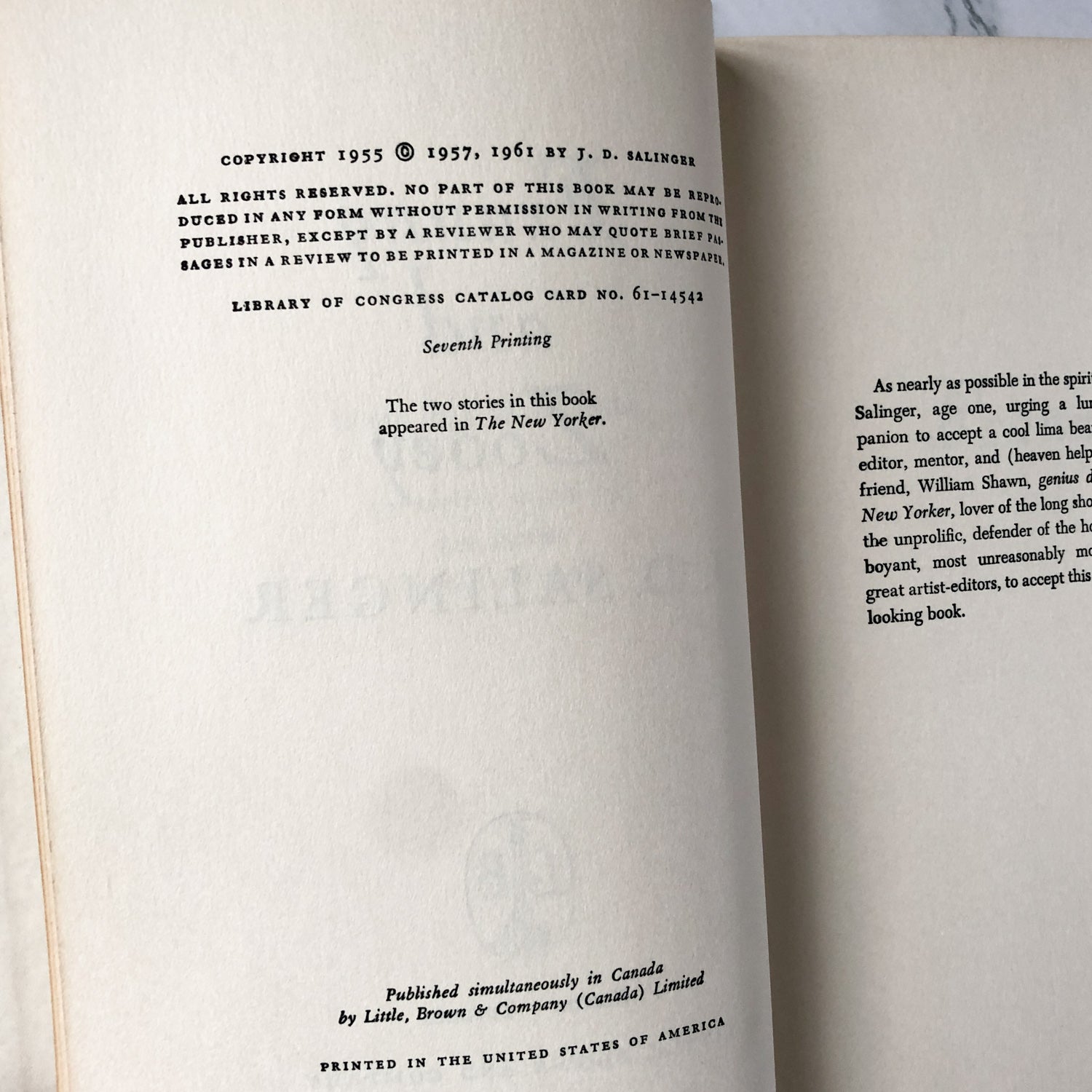 Franny and Zooey by J.D. Salinger [FIRST EDITION / 7TH PRINTING] - Bookshop Apocalypse