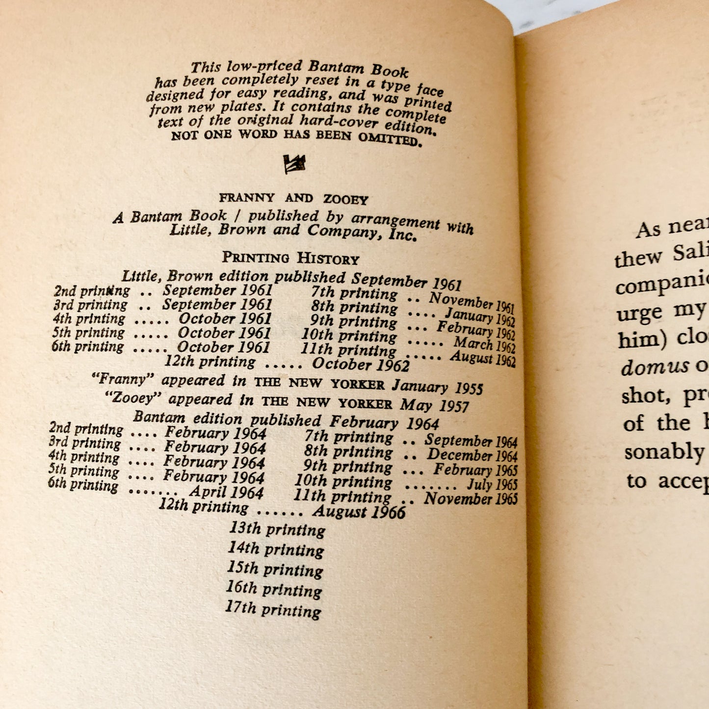 Franny and Zooey by J.D. Salinger ['66 PAPERBACK]