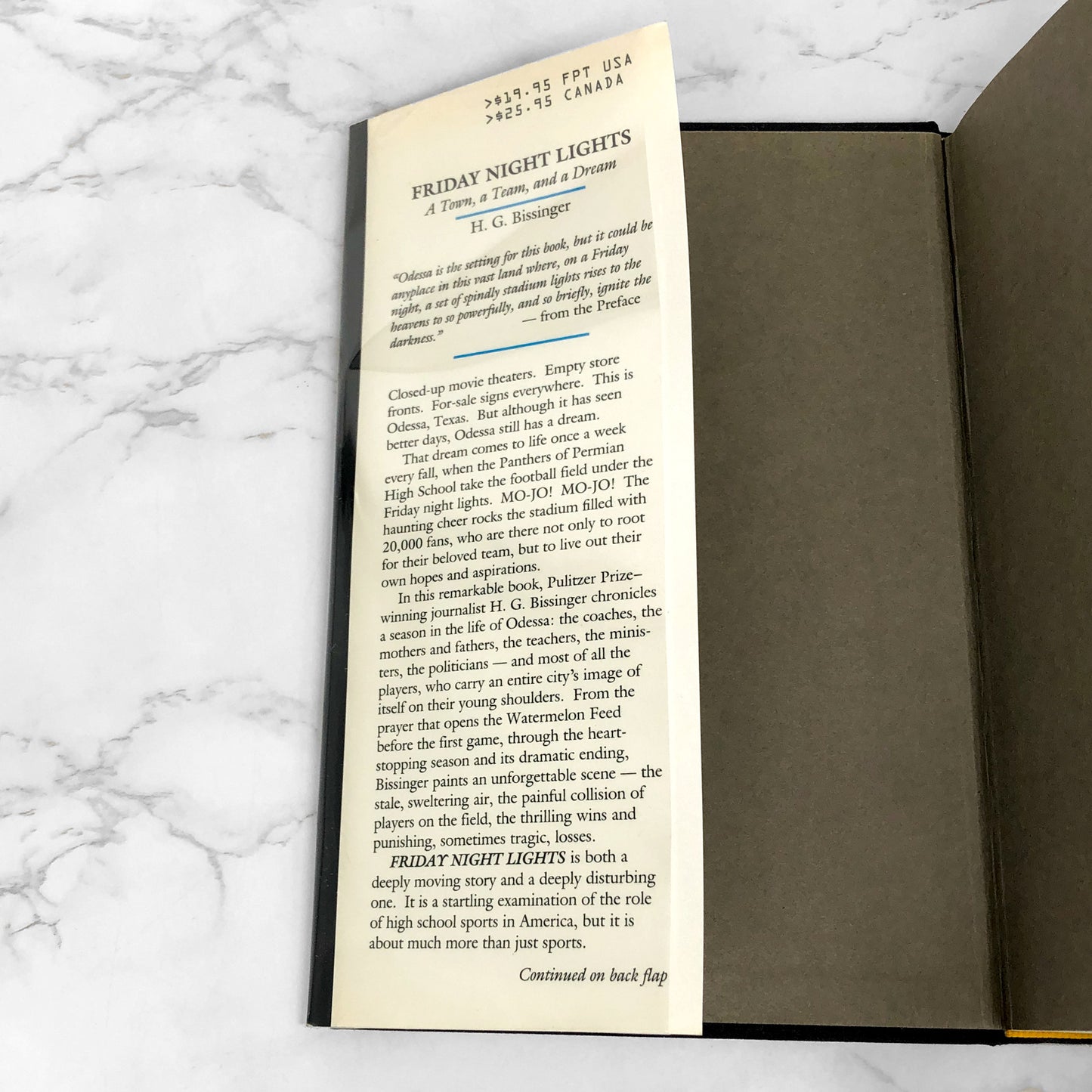 Friday Night Lights by H.G. Bissinger [FIRST EDITION • FIRST PRINTING] 1990