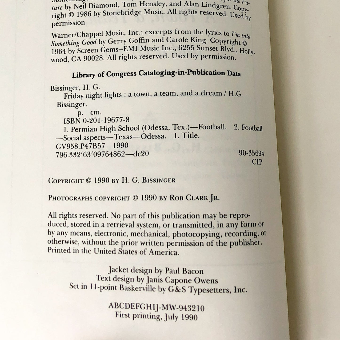 Friday Night Lights by H.G. Bissinger [FIRST EDITION • FIRST PRINTING] 1990