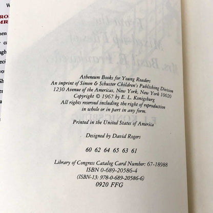 From the Mixed-Up Files of Mrs. Basil E. Frankweiler by E.L. Konigsburg [FIRST EDITION RE-PRINT] • Atheneum