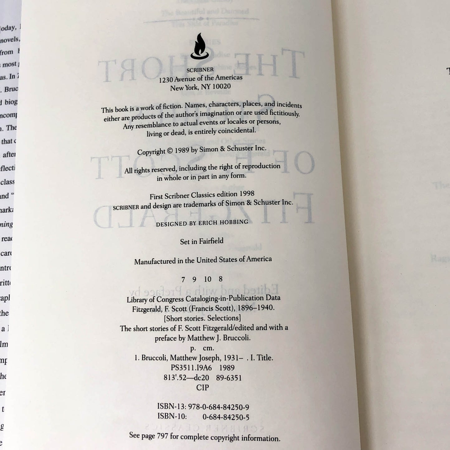 The Short Stories of F. Scott Fitzgerald [HARDCOVER ANTHOLOGY] 1998