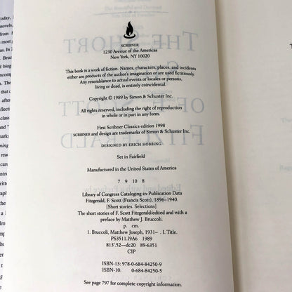 The Short Stories of F. Scott Fitzgerald [HARDCOVER ANTHOLOGY] 1998