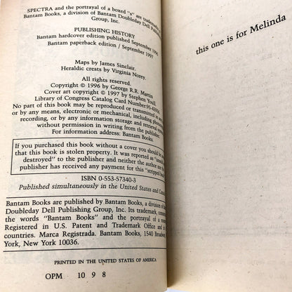 A Game of Thrones by George R.R. Martin [FIRST PAPERBACK EDITION] 1997 • See Condition