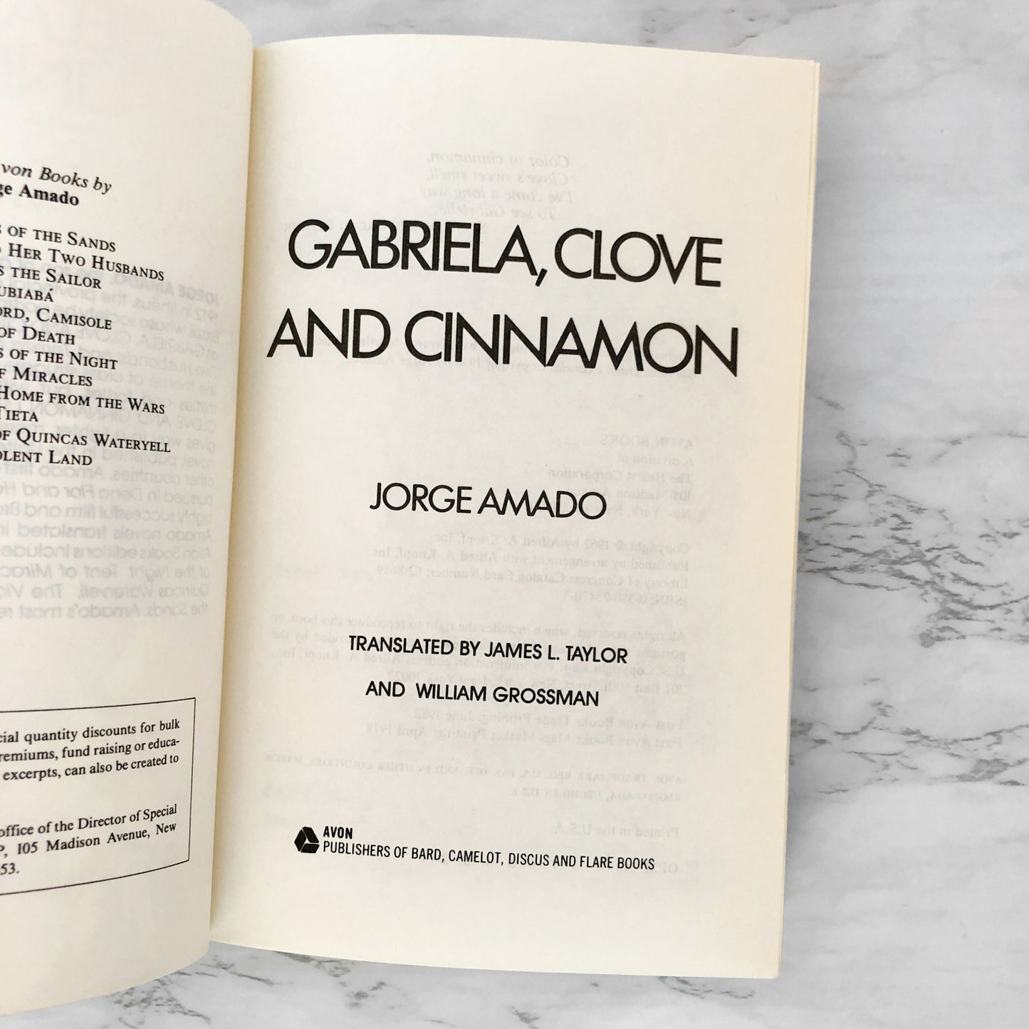 Gabriela, Clove and Cinnamon by Jorge Amado [TRADE PAPERBACK] 1988 • Avon Books