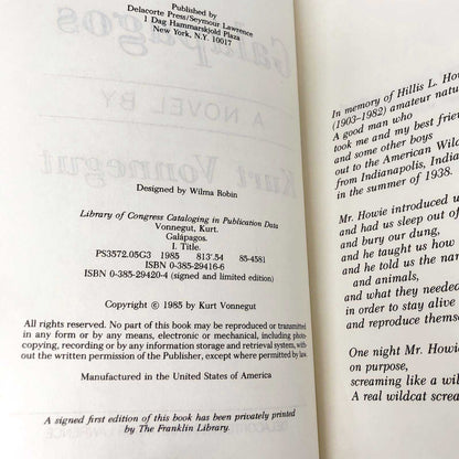 Galápagos by Kurt Vonnegut [FIRST EDITION • FIRST PRINTING] 1985