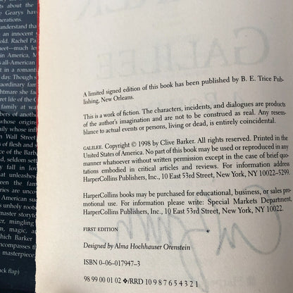 Galilee by Clive Barker SIGNED! [FIRST EDITION]