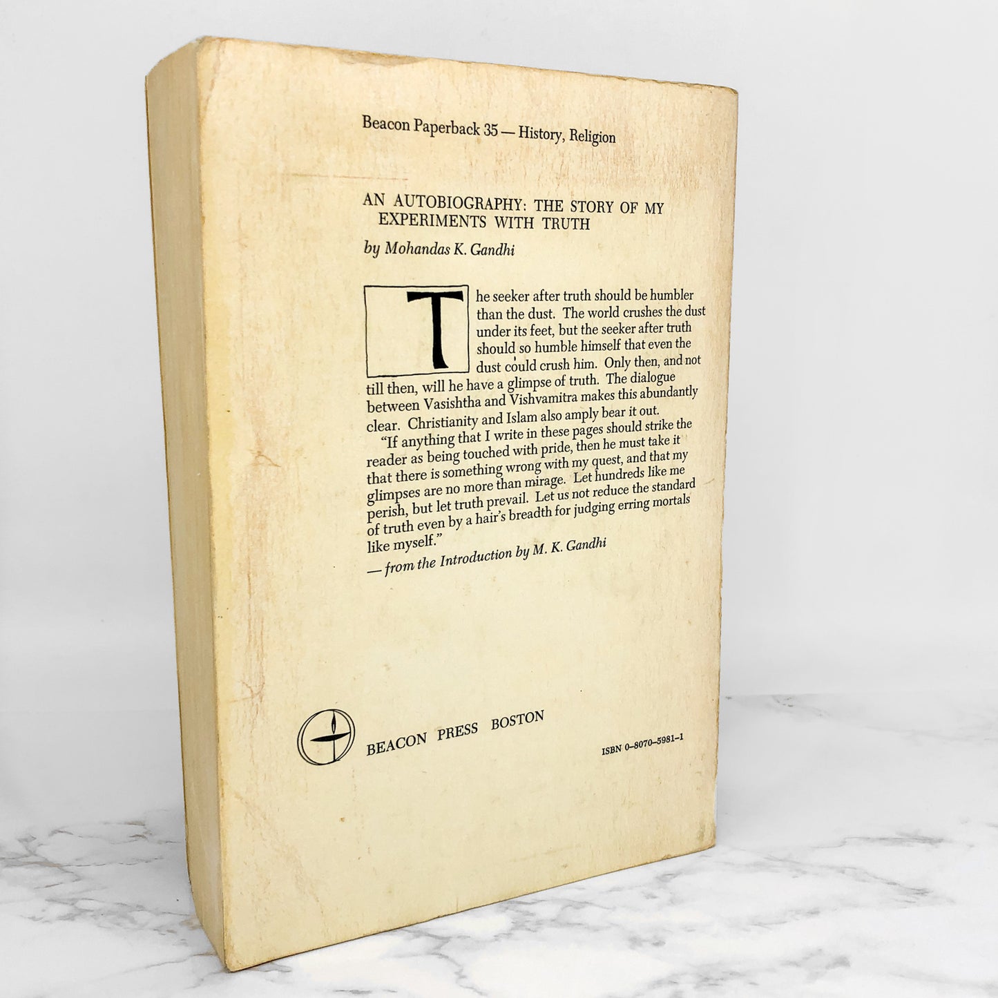 An Autobiography: The Story of My Experiments with Truth by Mohandas "Mahatma" K. Gandhi [FIRST EDITION PAPERBACK] 1957