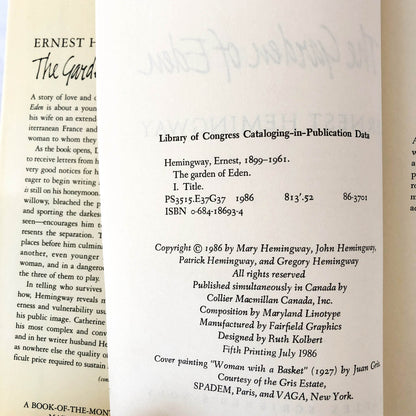 The Garden of Eden by Ernest Hemingway [FIRST EDITION]