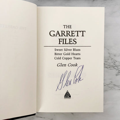 The Garrett Files [Garrett Files #1-3] by Glen Cook SIGNED! [HARDCOVER OMNIBUS / SFBC]