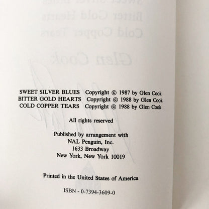 The Garrett Files [Garrett Files #1-3] by Glen Cook SIGNED! [HARDCOVER OMNIBUS / SFBC]