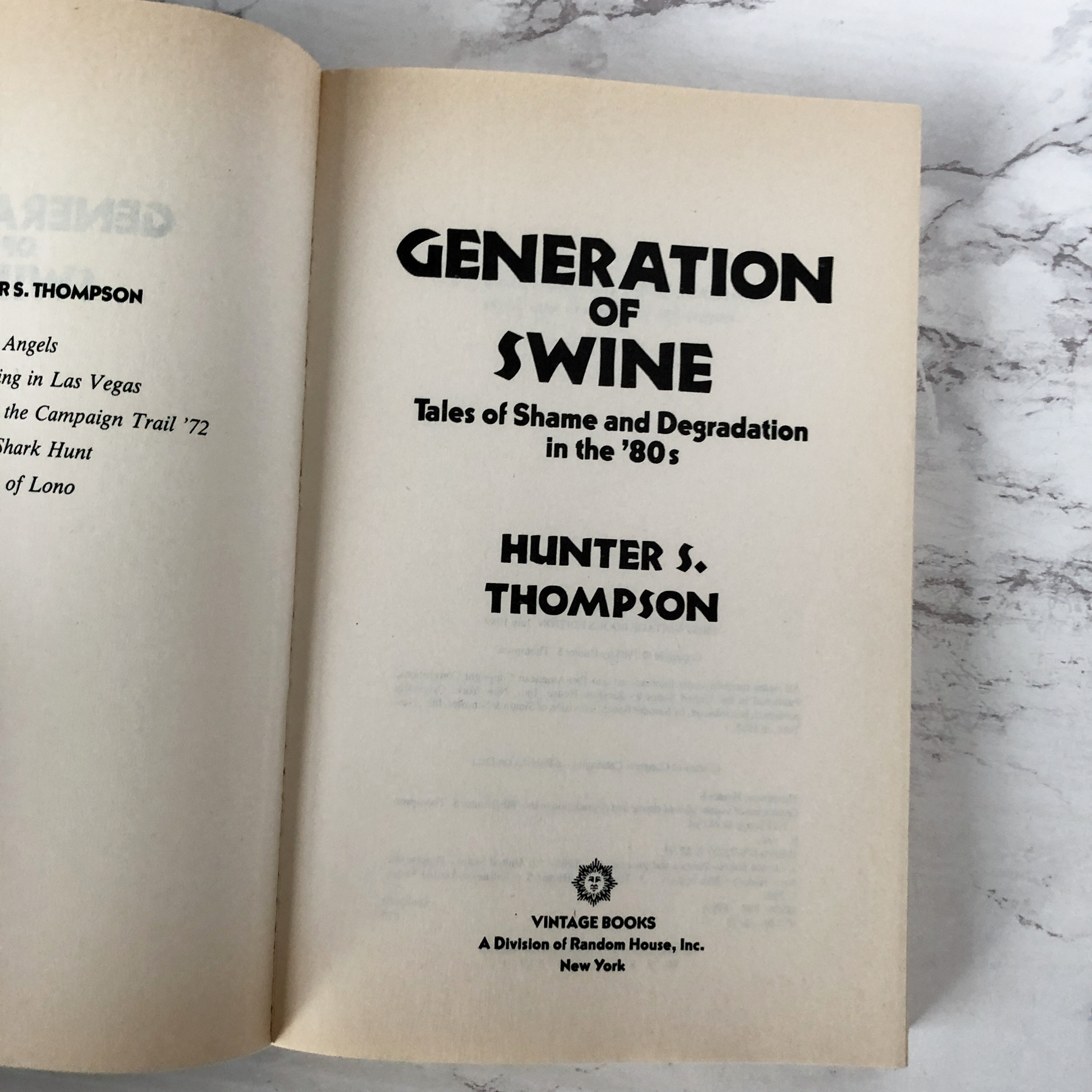 Generation of Swine: Tales of Shame & Degradation by Hunter S. Thompson - Bookshop Apocalypse