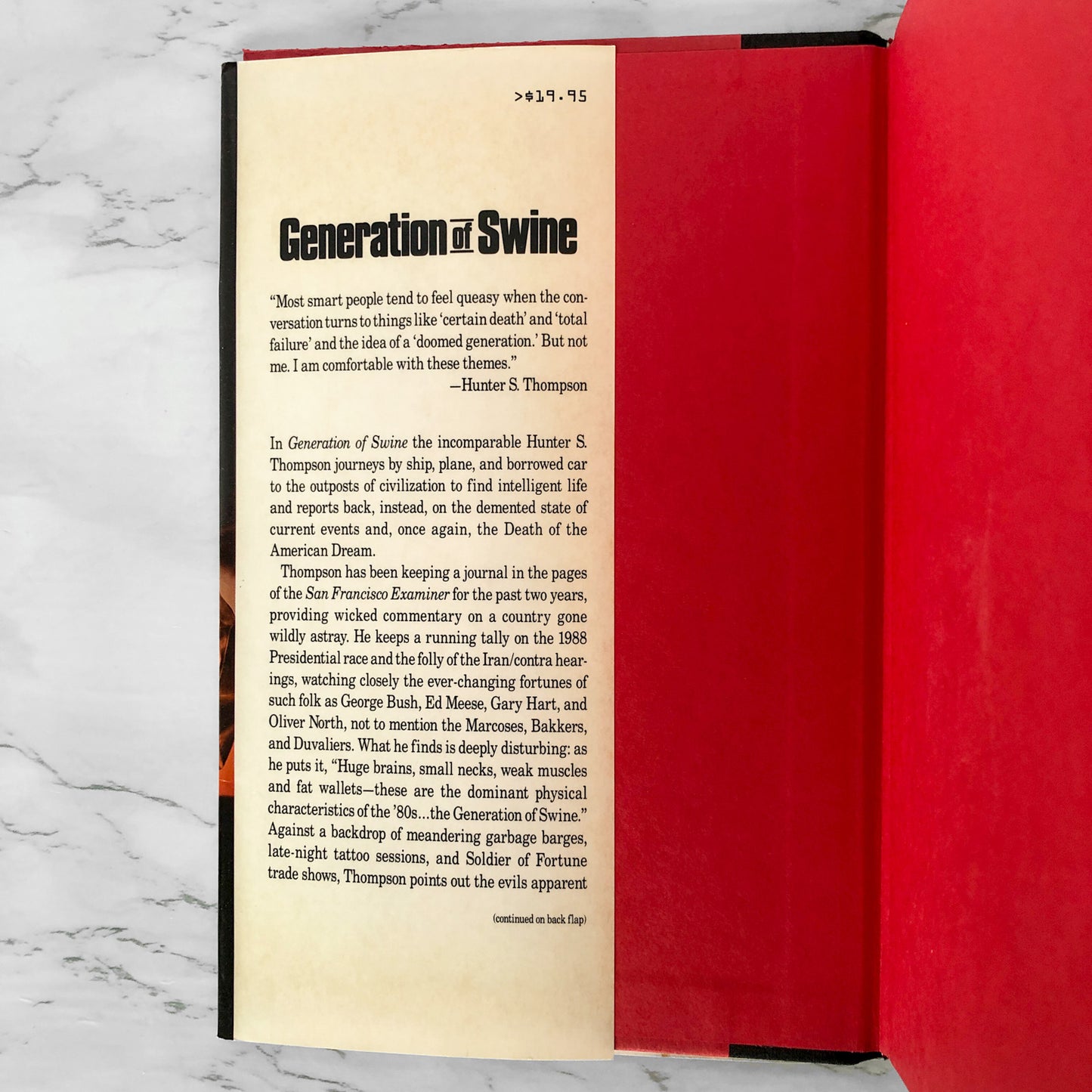 Generation of Swine: Tales of Shame & Degradation by Hunter S. Thompson [FIRST EDITION / 1988]