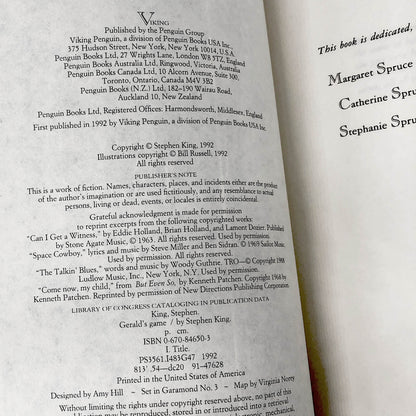 Gerald's Game by Stephen King [1992 HARDCOVER]