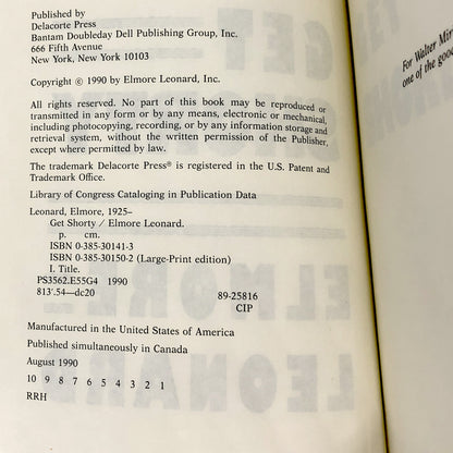 Get Shorty by Elmore Leonard [FIRST EDITION • FIRST PRINTING] 1990