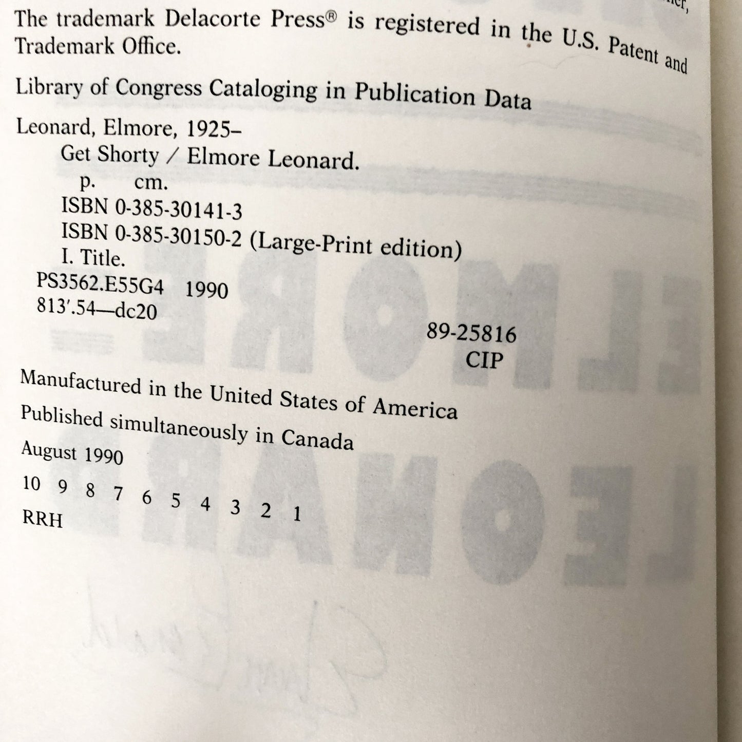 Get Shorty by Elmore Leonard SIGNED! [FIRST EDITION / FIRST PRINTING]