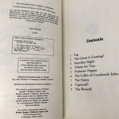 The Ghost on Saturday Night by Sid Fleischman & Eric Von Schmidt [1974 HARDCOVER]