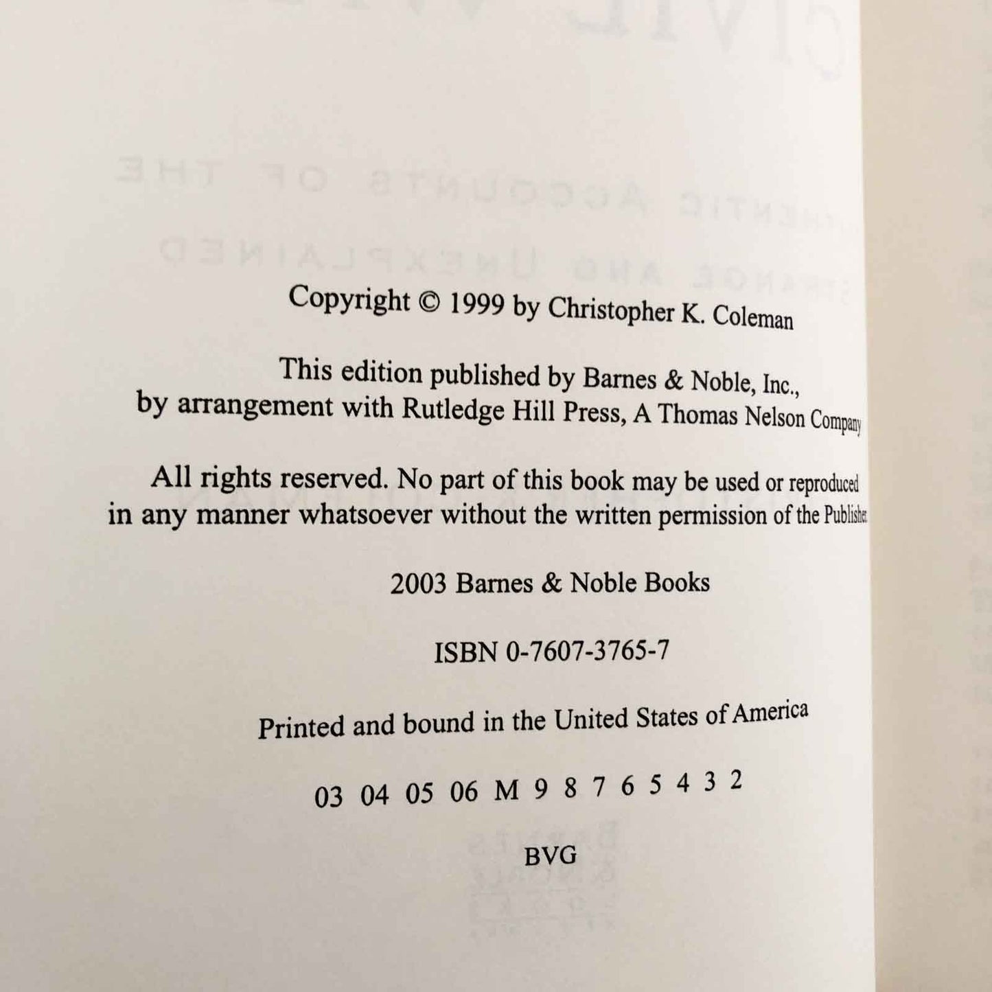 Ghosts & Haunts of the Civil War: Authentic Accounts of the Strange & Unexplained by Christopher K. Coleman [2003 HARDCOVER]