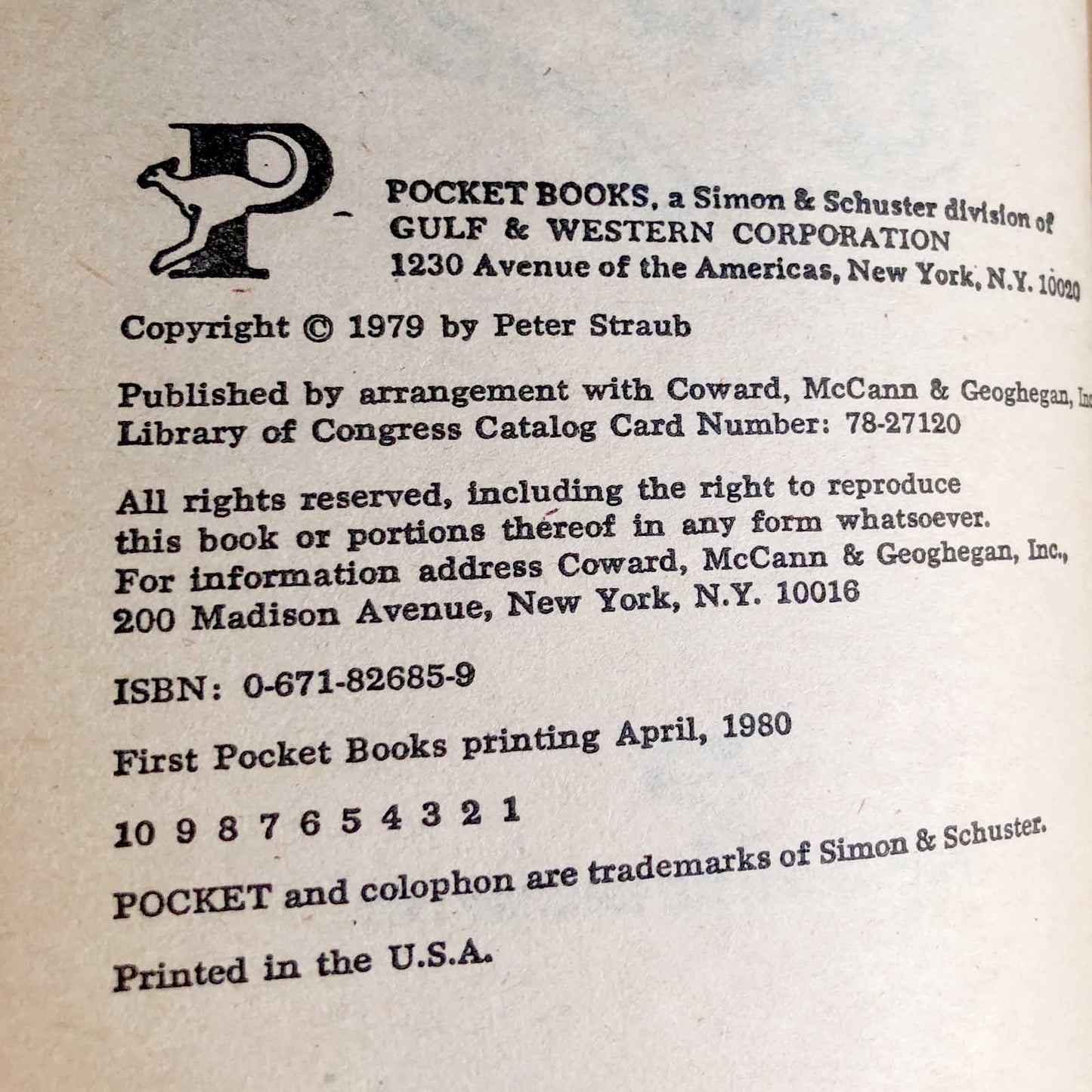 Ghost Story by Peter Straub [FIRST PAPERBACK PRINTING] 1980