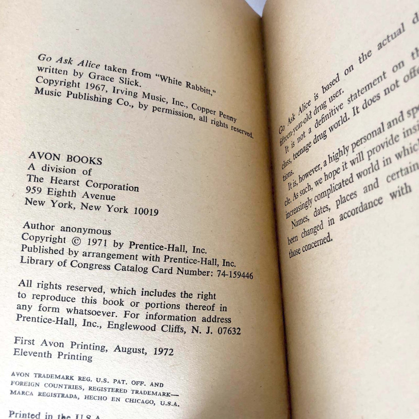 Go Ask Alice by Anonymous [FIRST PAPERBACK EDITION / 1972]