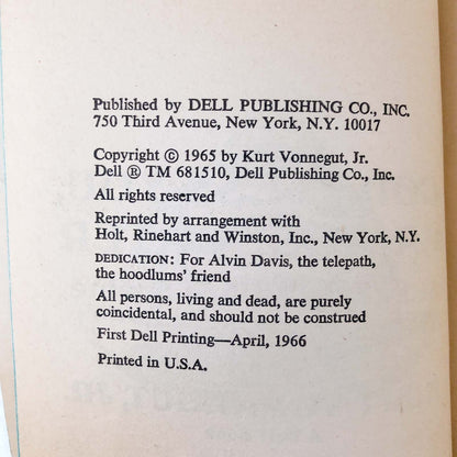 God Bless You, Mr. Rosewater by Kurt Vonnegut [FIRST PAPERBACK PRINTING] 1966