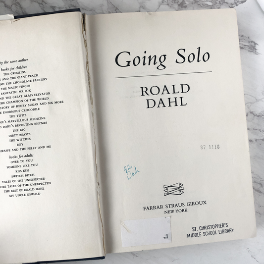 Going Solo by Roald Dahl [FIRST EDITION] - Bookshop Apocalypse