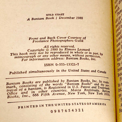 Gold Coast by Elmore Leonard [FIRST EDITION • FIRST PRINTING] 1980 • Bantam
