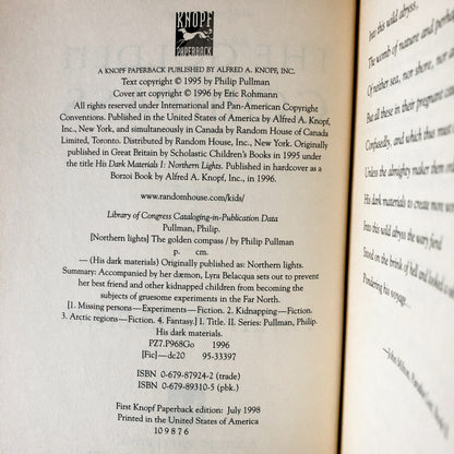 The Golden Compass by Philip Pullman [TRADE PAPERBACK / 1998]
