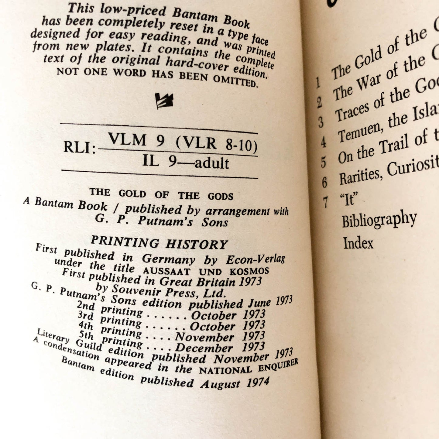 The Gold of the Gods by Erich von Däniken [1974 PAPERRBACK]