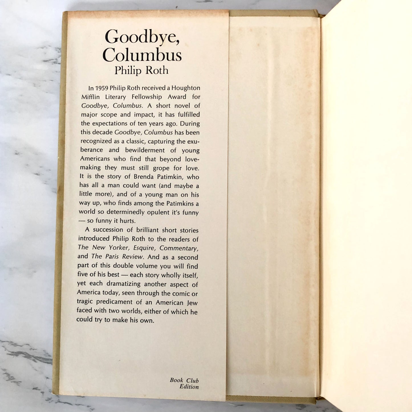 Goodbye Columbus & Five Short Stories by Philip Roth [FIRST BOOK CLUB EDITION / 1959]