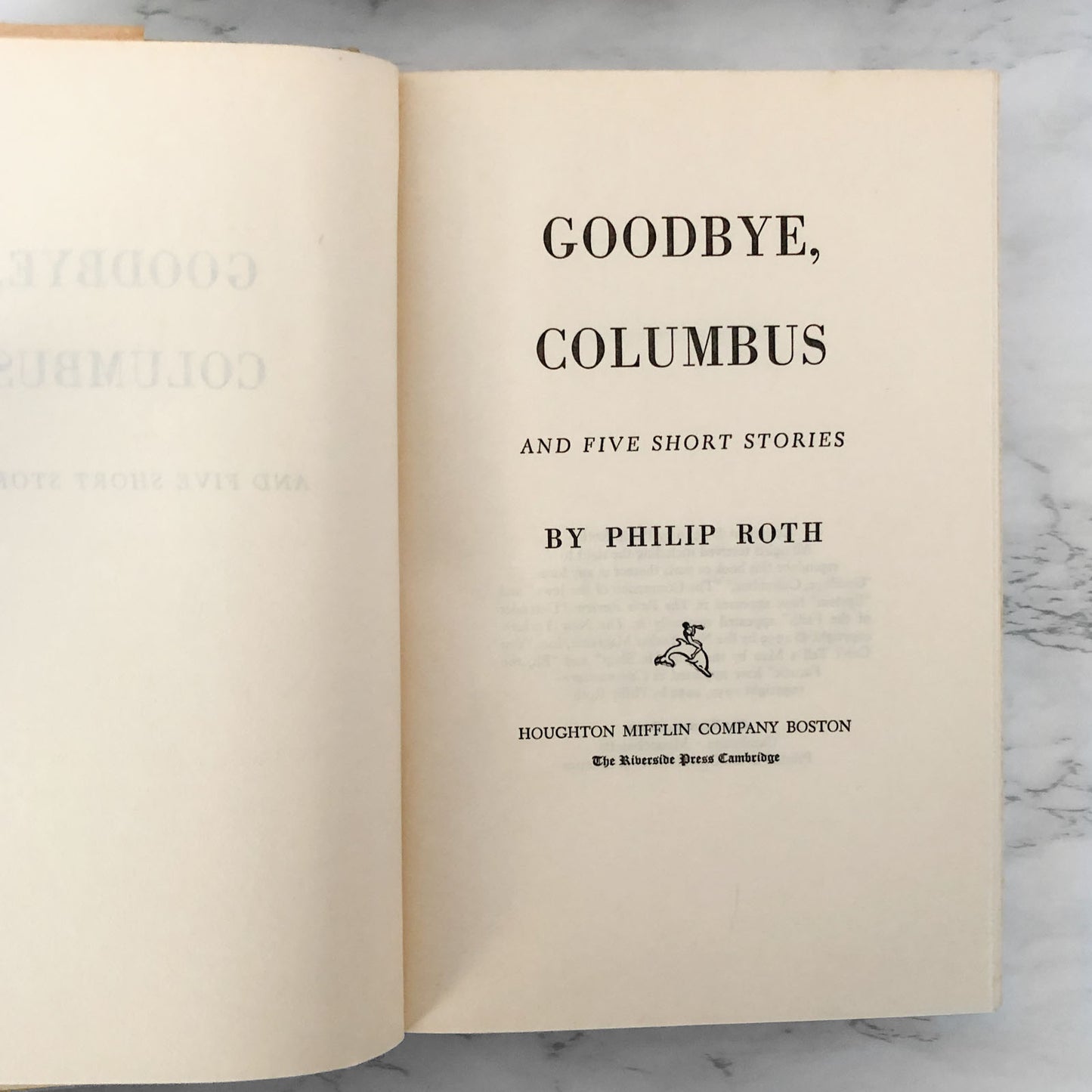 Goodbye Columbus & Five Short Stories by Philip Roth [FIRST BOOK CLUB EDITION / 1959]