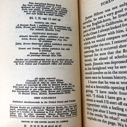 Goodbye Mr. Chips by James Hilton [1986 PAPERBACK]