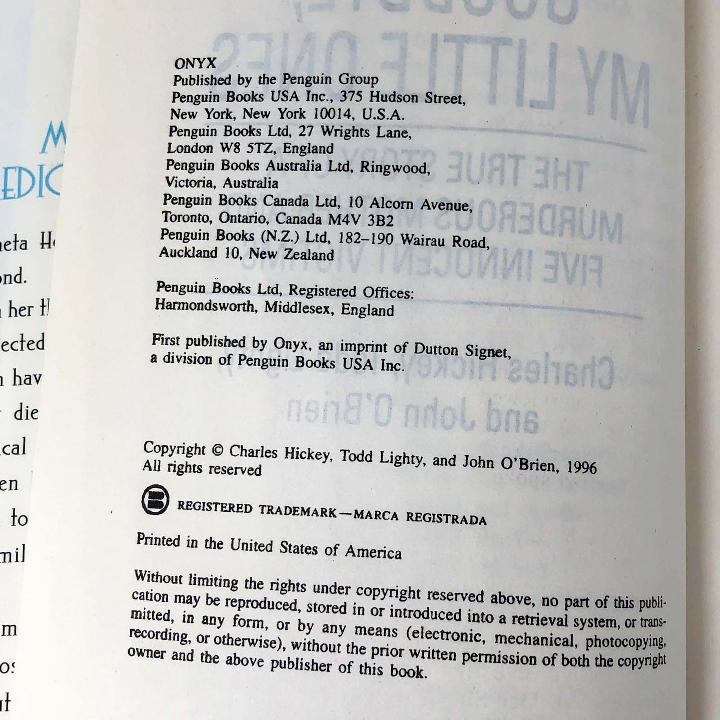 Goodbye My Little Ones by Charles Hickey, Todd Lighty & John O'Brien [FIRST EDITION HARDCOVER] 1996