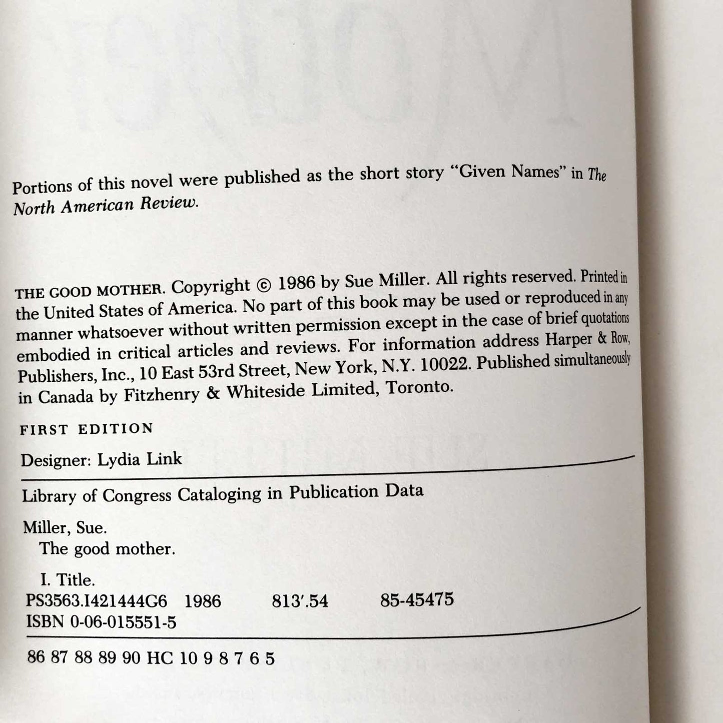 The Good Mother by Sue Miller [FIRST EDITION] 1986