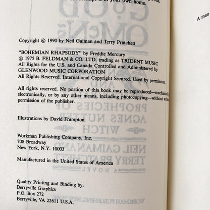 Good Omens: The Nice and Accurate Prophecies of Agnes Nutter Witch by Terry Pratchett & Neil Gaiman [FIRST BOOK CLUB EDITION / 1990]